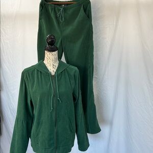 Shaver Lake emerald green brushed cotton matching zipper hoodie pull on pants